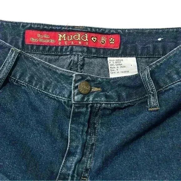 Mudd Y2K 90’s Beaded Laced Up Denim Mini Skirt - Picture 4 of 4